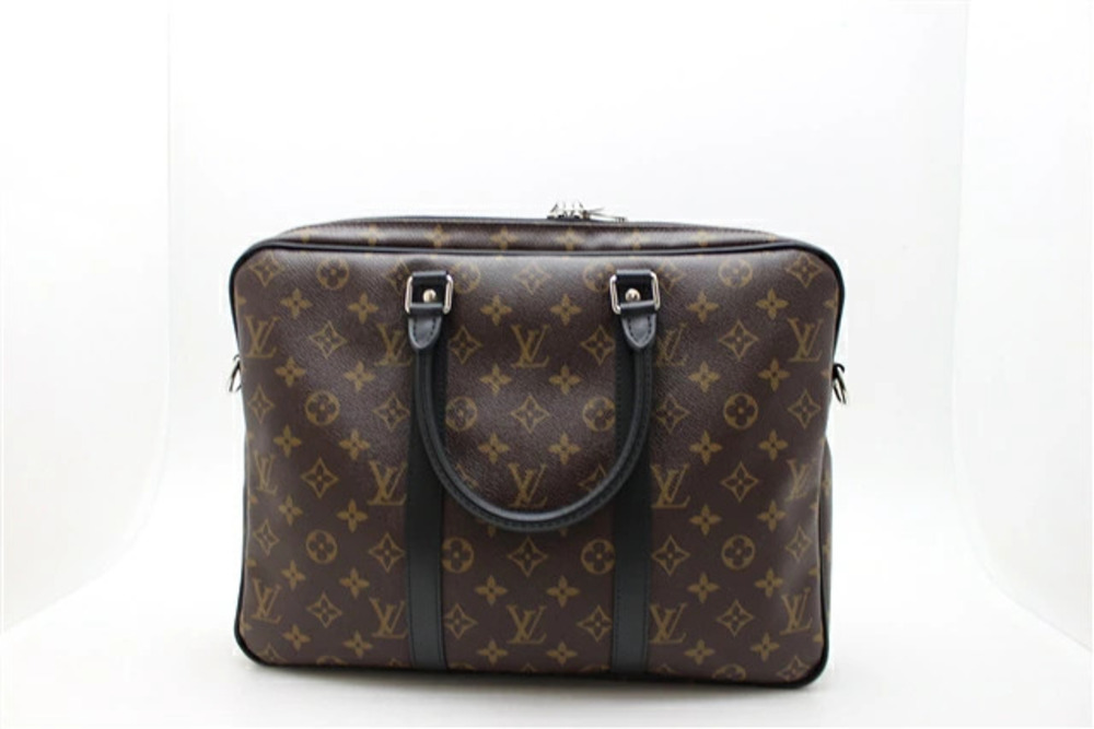 LOUIS VUITTON Monogram Macassar Brown Porte Voyage Business Bag